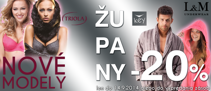župany dámske a pánske so zľavou -20% + nové modely Triola